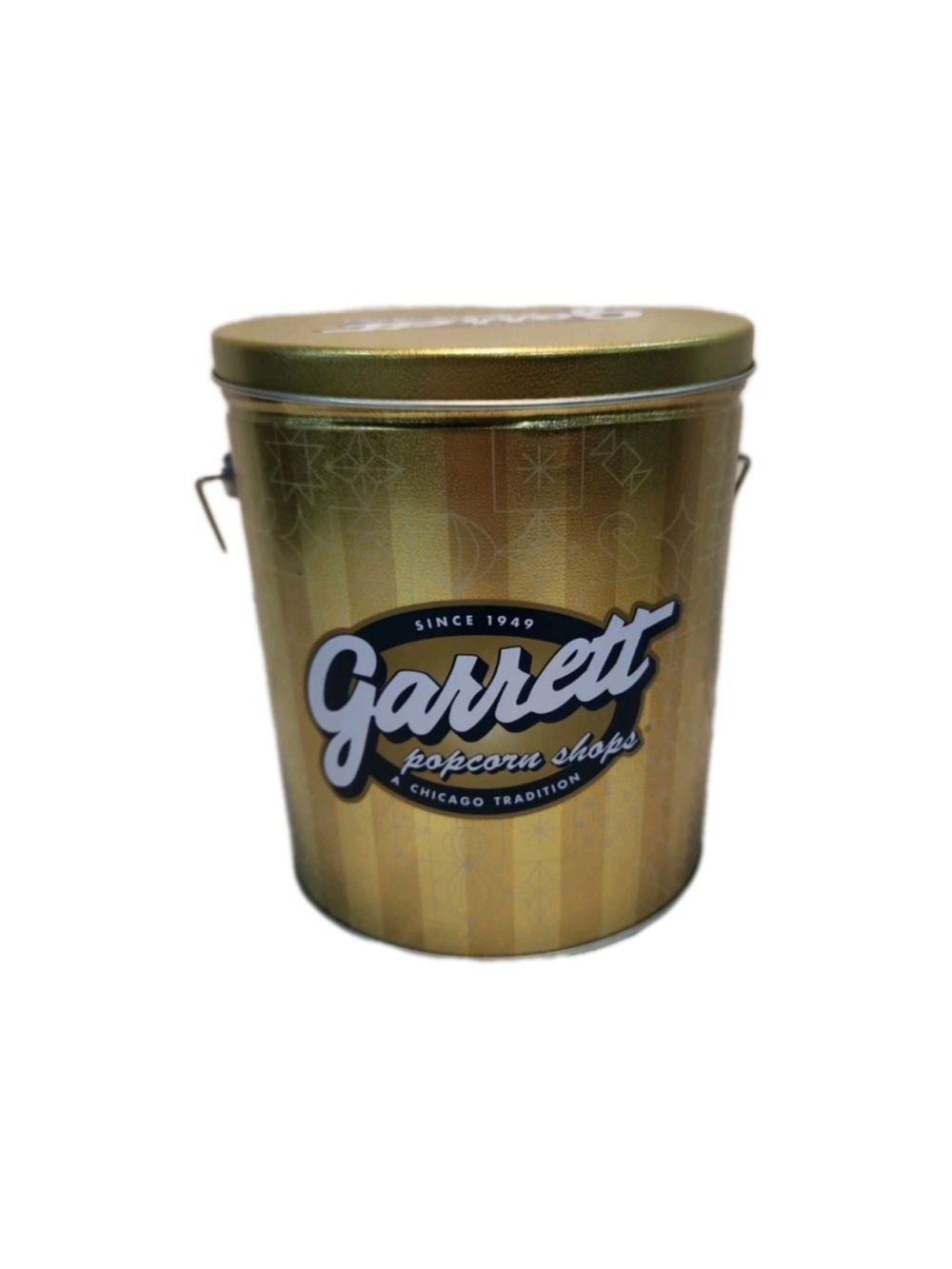 Garrett Popcorn Limited Edition Gold Empty Tin Can - Collectible Container